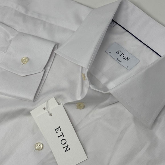 eton men's slim fit signature twill dress shirt reviews Eton Contemporary Fit White Twill Dress Shirt with Grey Details Men's 17 main image 0